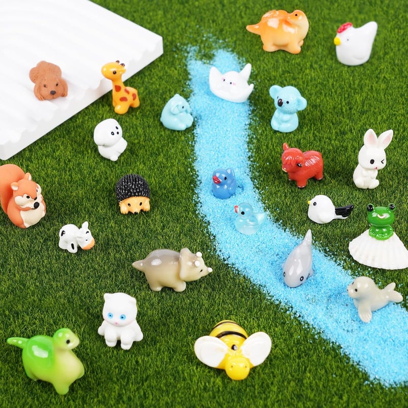 BeadRiver 50PCS Mini Resin Animals Tiny Animals Miniature Figurines Bulk for Micro Fairy Garden Landscape Dollhouse Accessories Hide and Seek Crafts Decor Aquarium Toys - Image 5